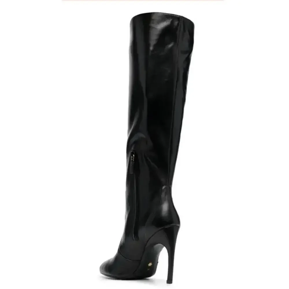 Stuart Weitzman Womens Luxecurve 100 Slouch Boots US 9B Black Leather NWOB